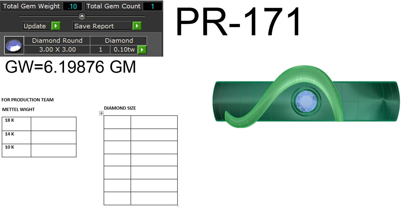 3D Jewelry Files Ring Model 3DM STL PR-171-DIA