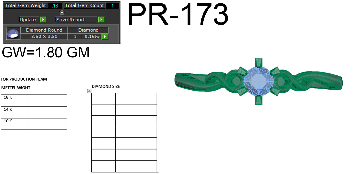 3D Jewelry Files Ring Model 3DM STL PR-173-DIA