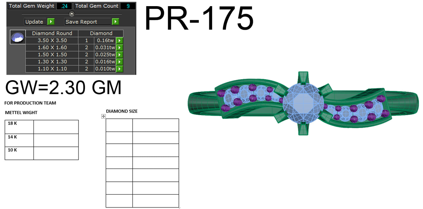 3D Jewelry Files Ring Model 3DM STL PR-175-DIA