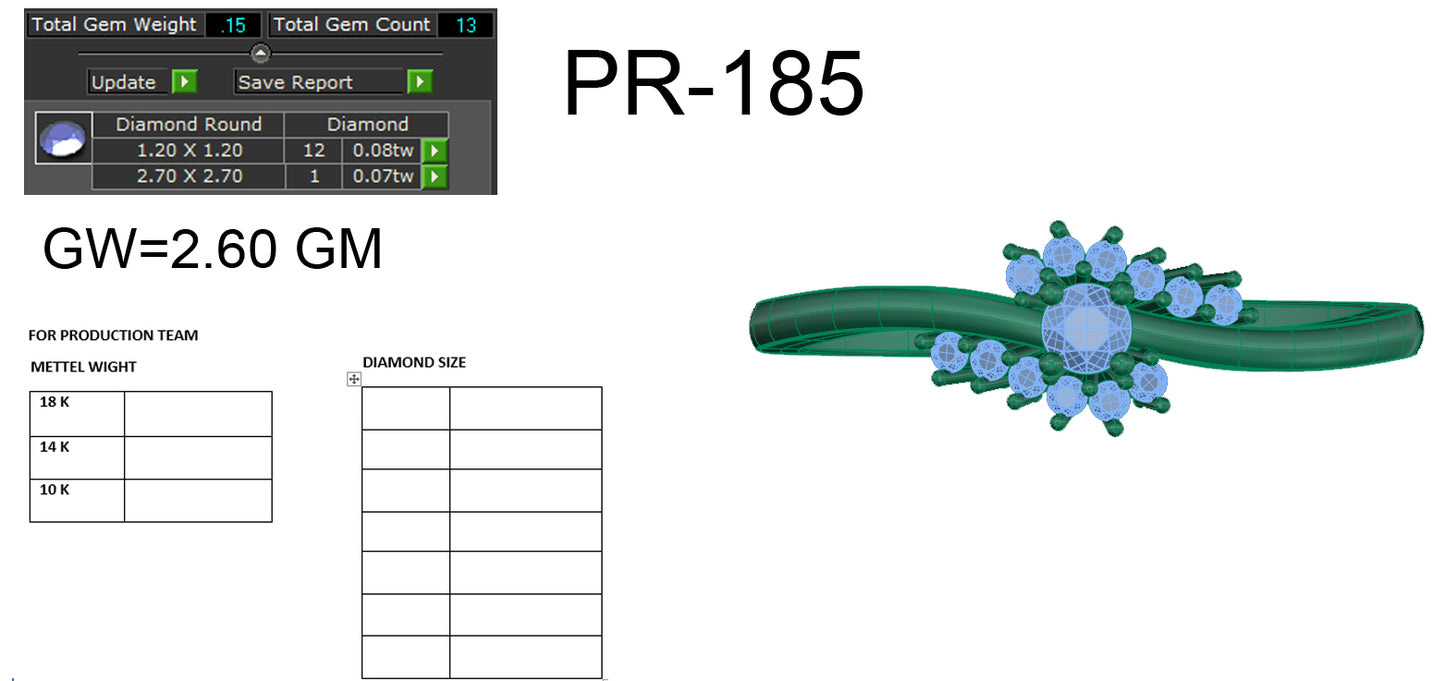 3D Jewelry Files Ring Model 3DM STL PR-185 DIA