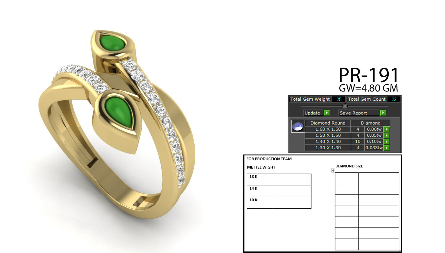 3D Jewelry Files Ring Model 3DM STL PR-191-DIA