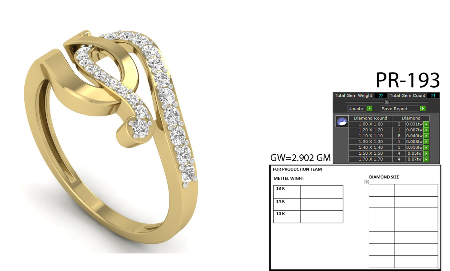 3D Jewelry Files Ring Model 3DM STL PR-193-DIA