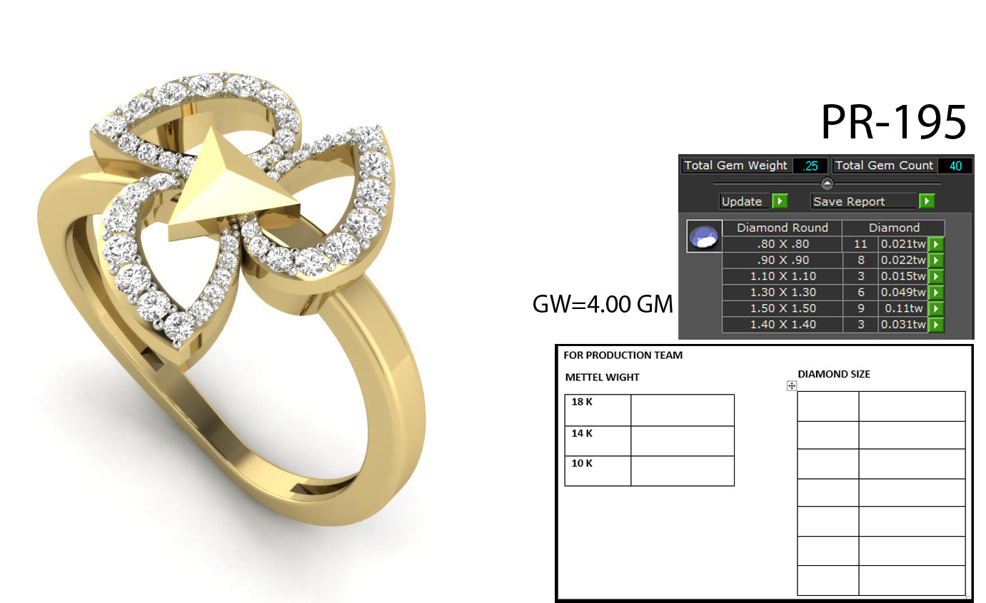 3D Jewelry Files Ring Model 3DM STL PR-195-DIA