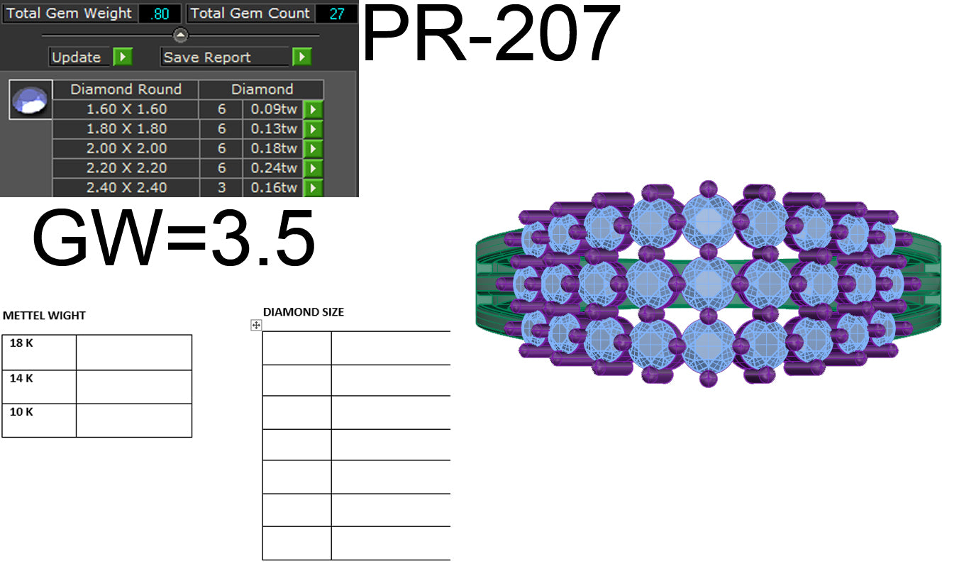 3D Jewelry Files Ring Model 3DM STL PR-207 DIA