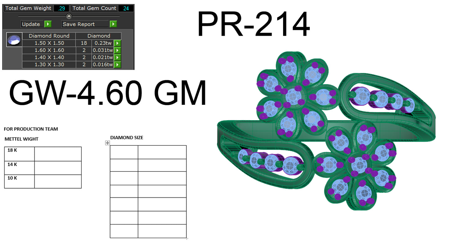 3D Jewelry Files Ring Model 3DM STL PR-214-DIA