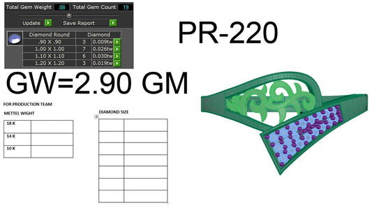 3D Jewelry Files Ring Model 3DM STL PR-220-DIA