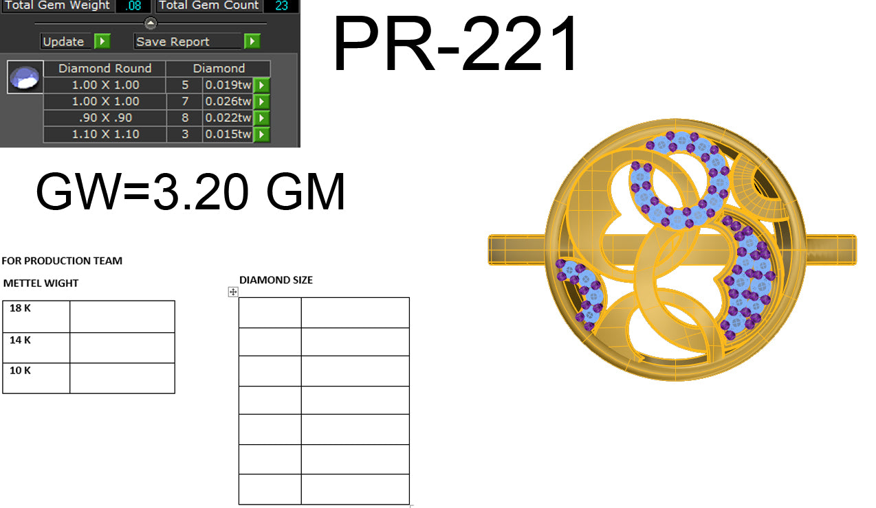 3D Jewelry Files Ring Model 3DM STL PR-221-DIA