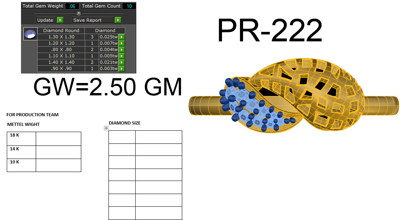 3D Jewelry Files Ring Model 3DM STL PR-222-DIA