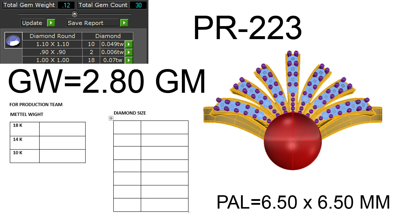 3D Jewelry Files Ring Model 3DM STL PR-223-DIA