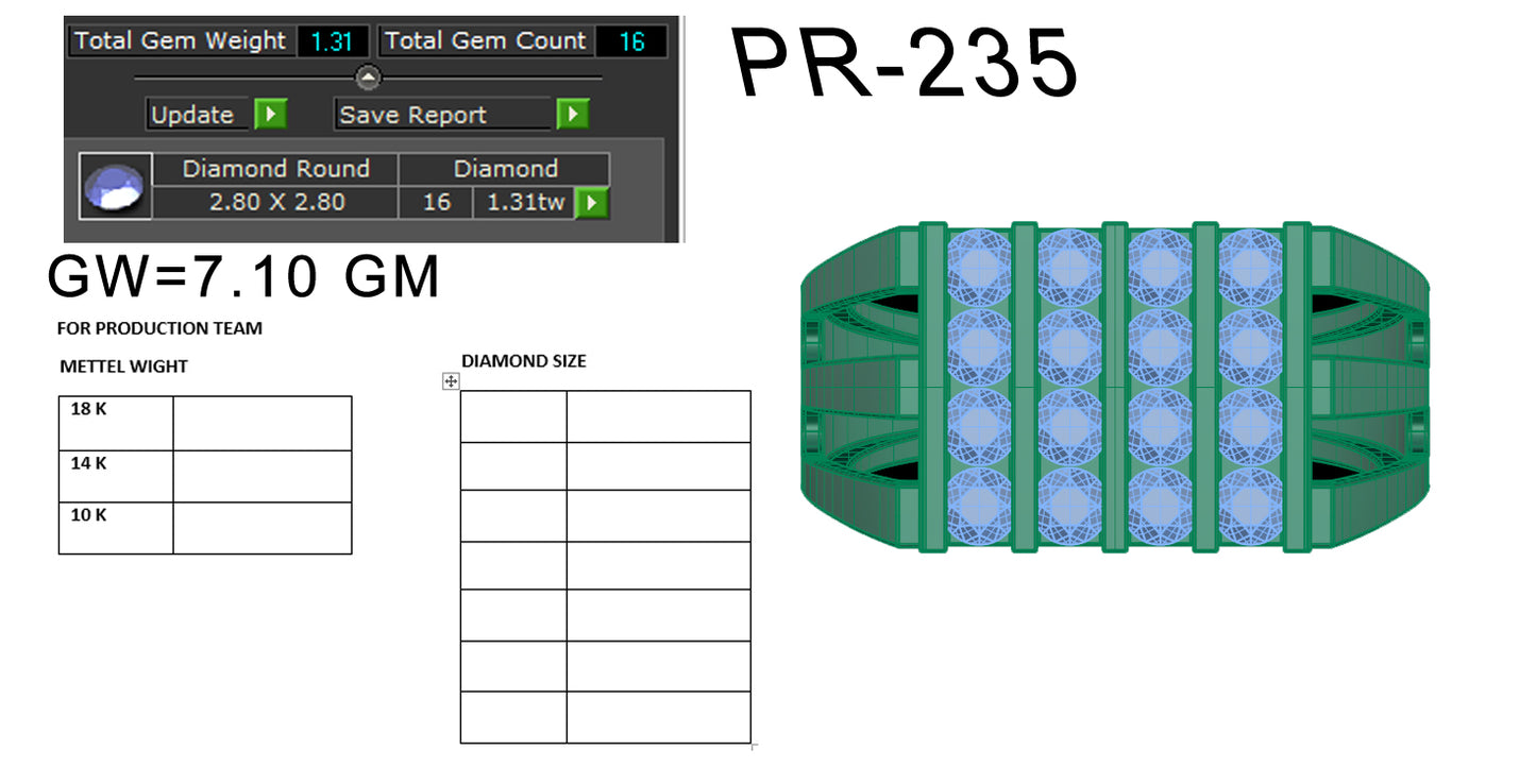 3D Jewelry Files Ring Model 3DM STL PR-235 DIA