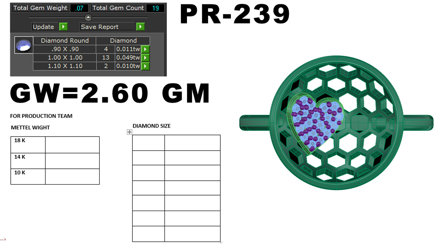 3D Jewelry Files Ring Model 3DM STL PR-239-DIA