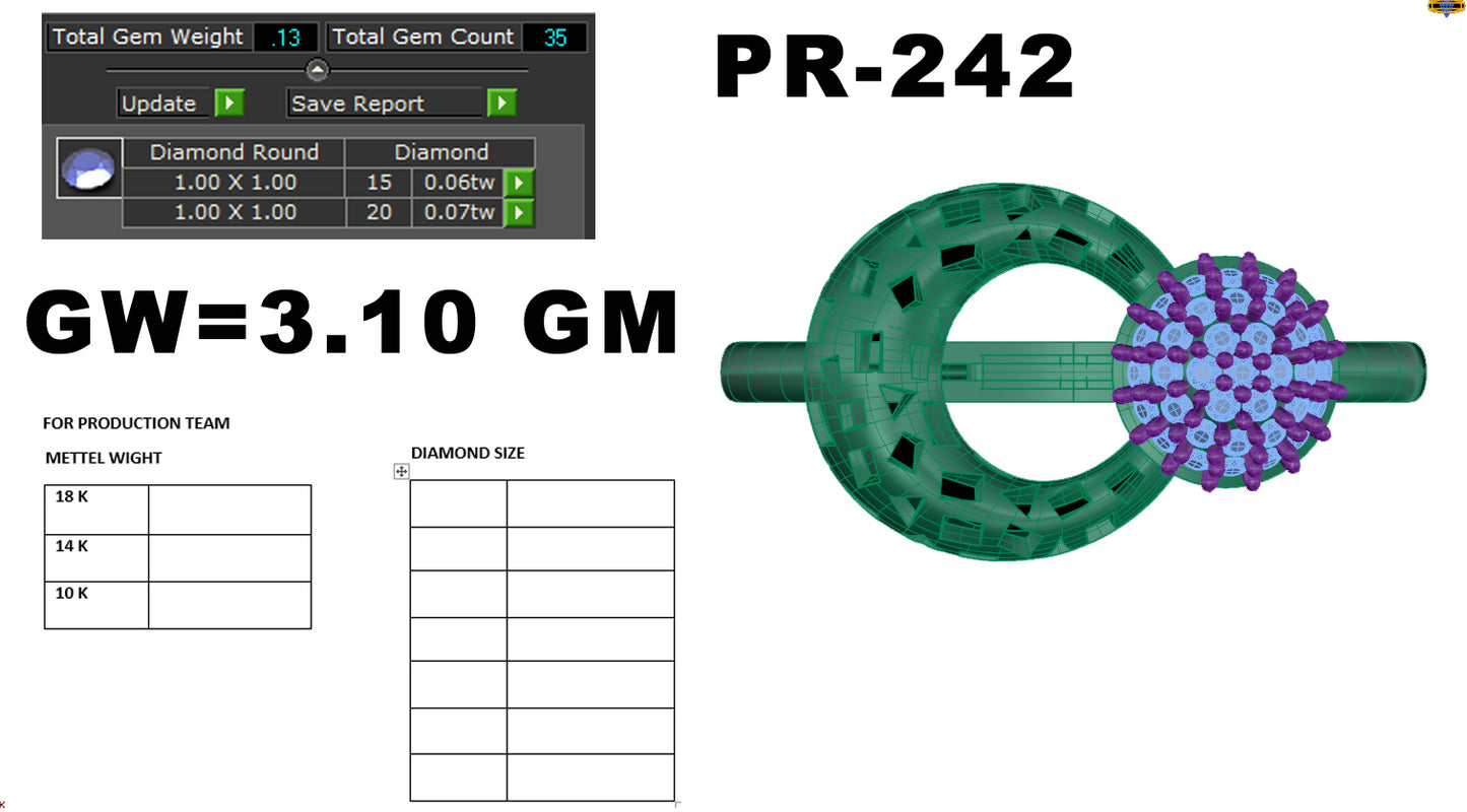 3D Jewelry Files Ring Model 3DM STL PR-242-DIA