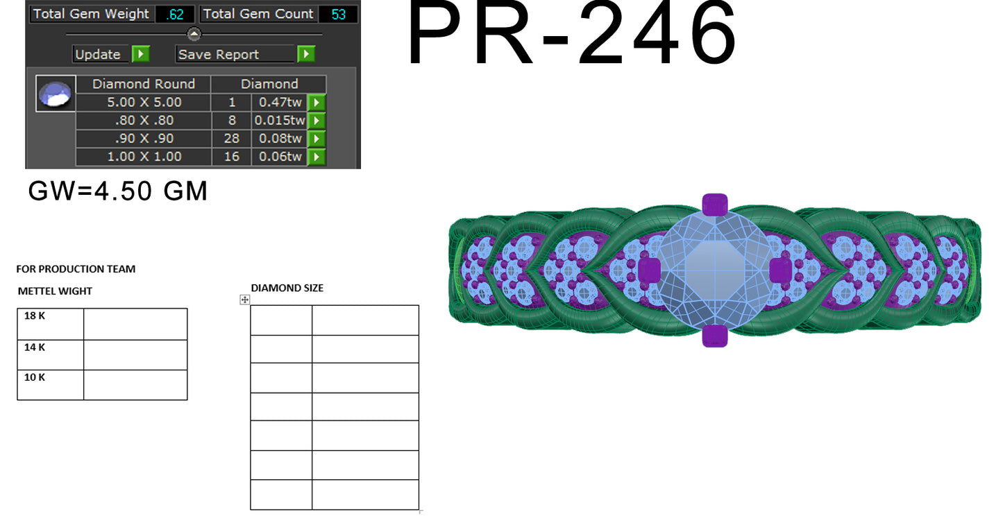 3D Jewelry Files Ring Model 3DM STL PR-246-DIA