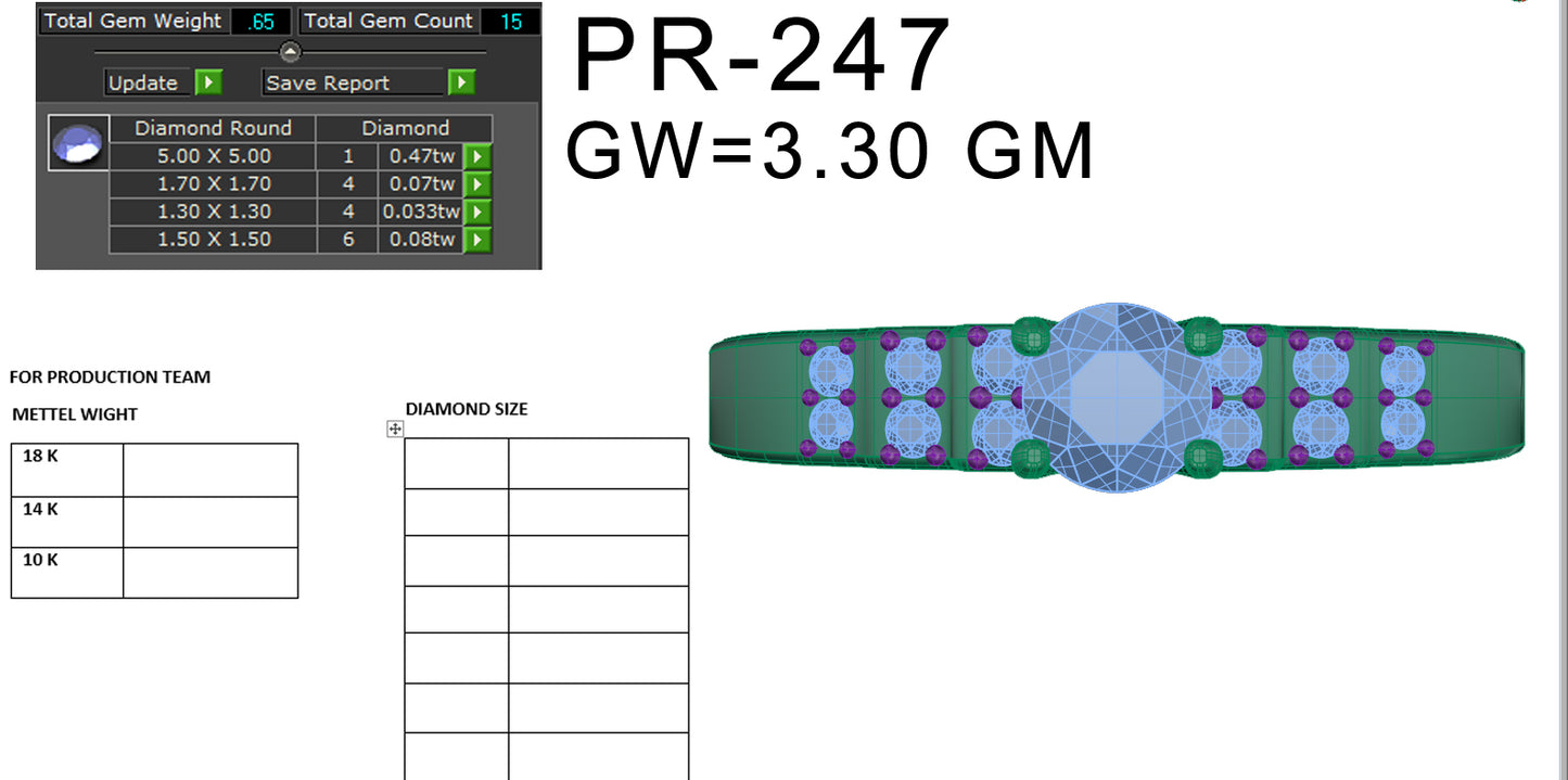 3D Jewelry Files Ring Model 3DM STL PR-247-DIA