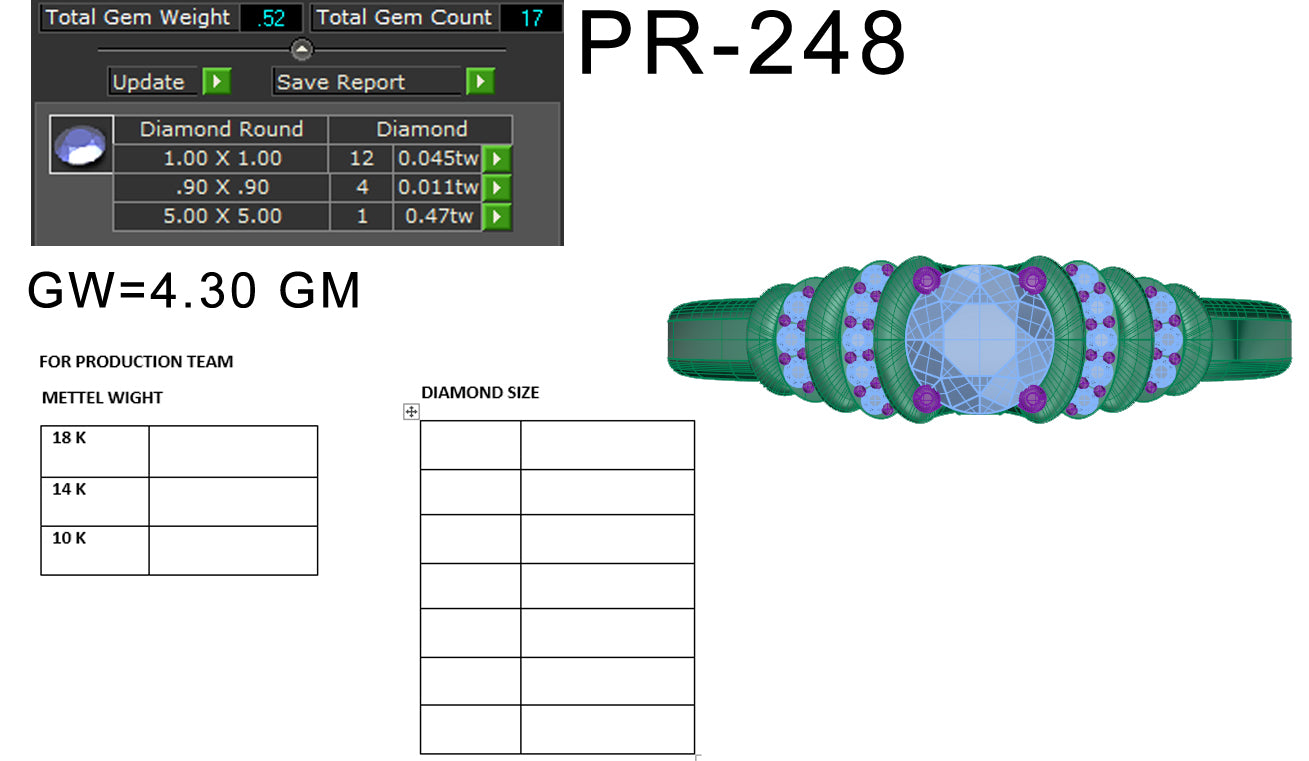 3D Jewelry Files Ring Model 3DM STL PR-248-DIA