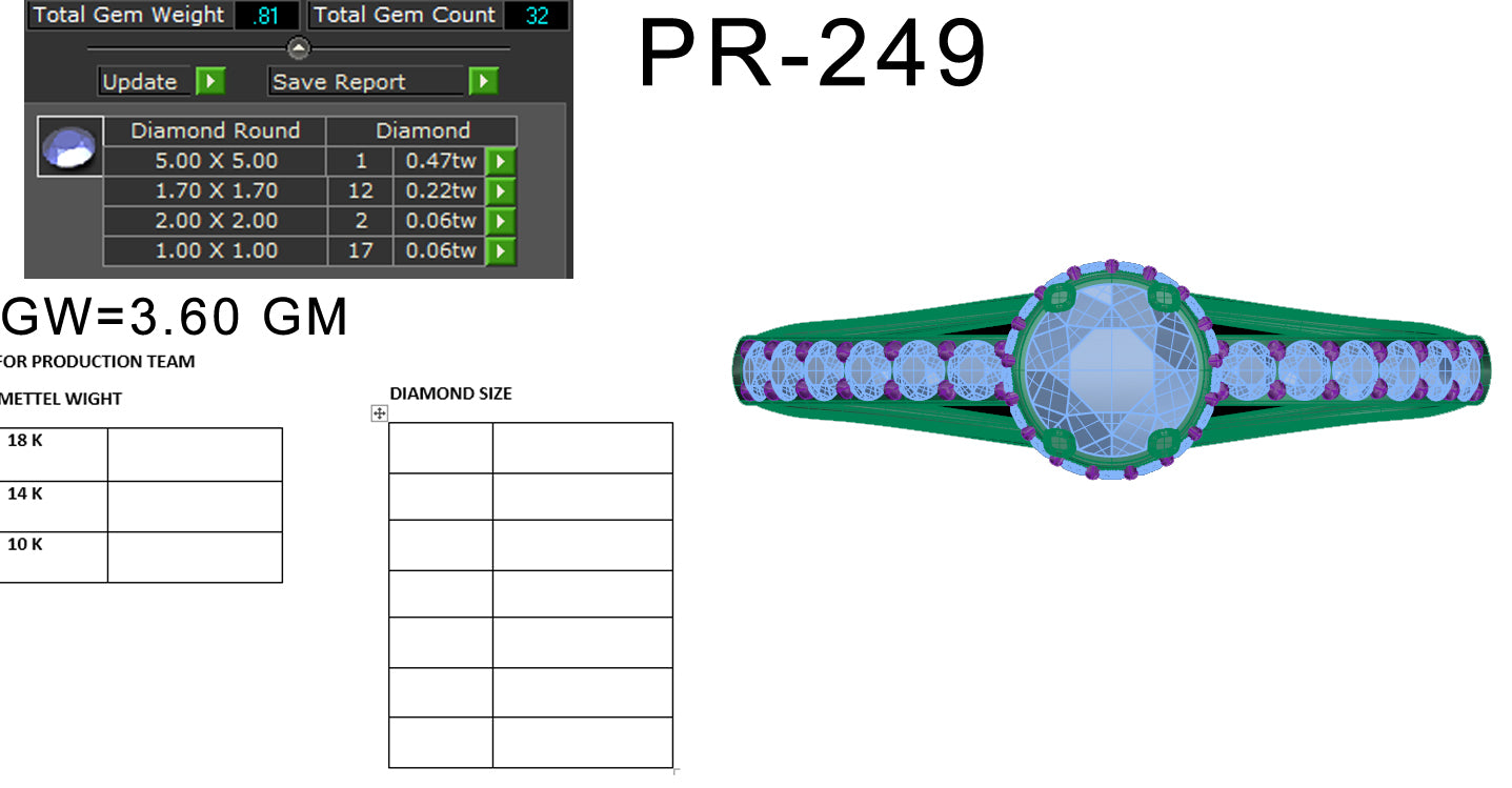 3D Jewelry Files Ring Model 3DM STL PR-249-DIA