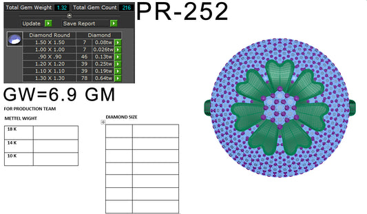 3D Jewelry Files Ring Model 3DM STL PR-252-DIA