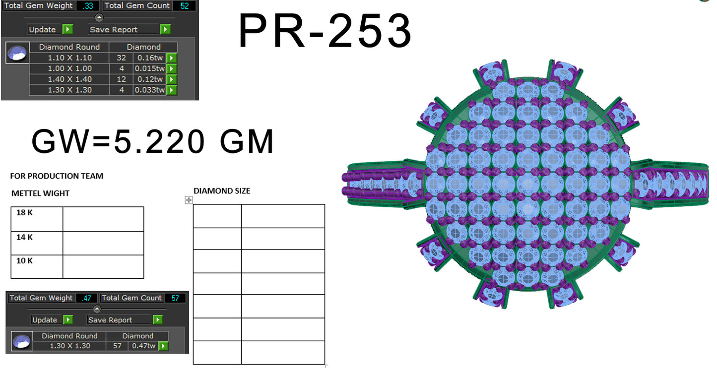 3D Jewelry Files Ring Model 3DM STL PR-253-DIA