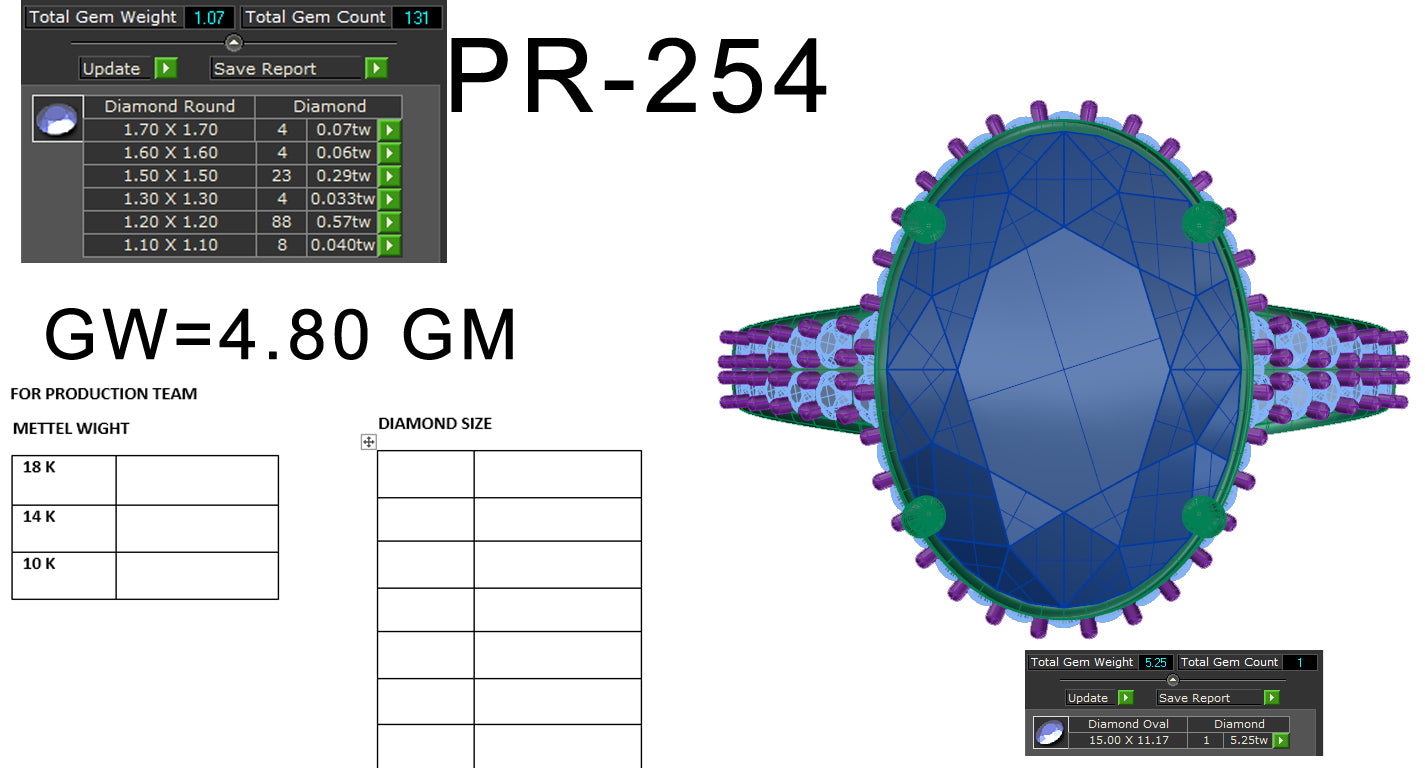 3D Jewelry Files Ring Model 3DM STL PR-254-DIA