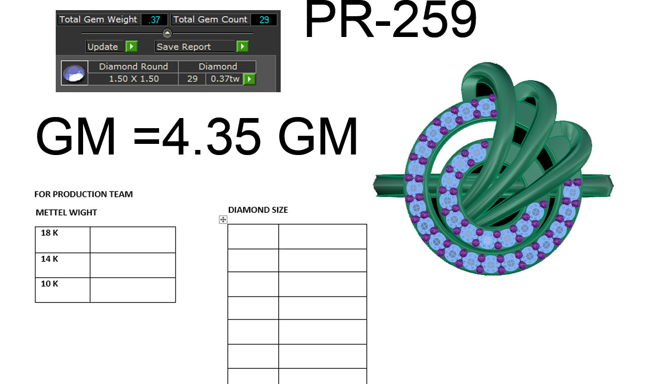 3D Jewelry Files Ring Model 3DM STL PR-259 DIA