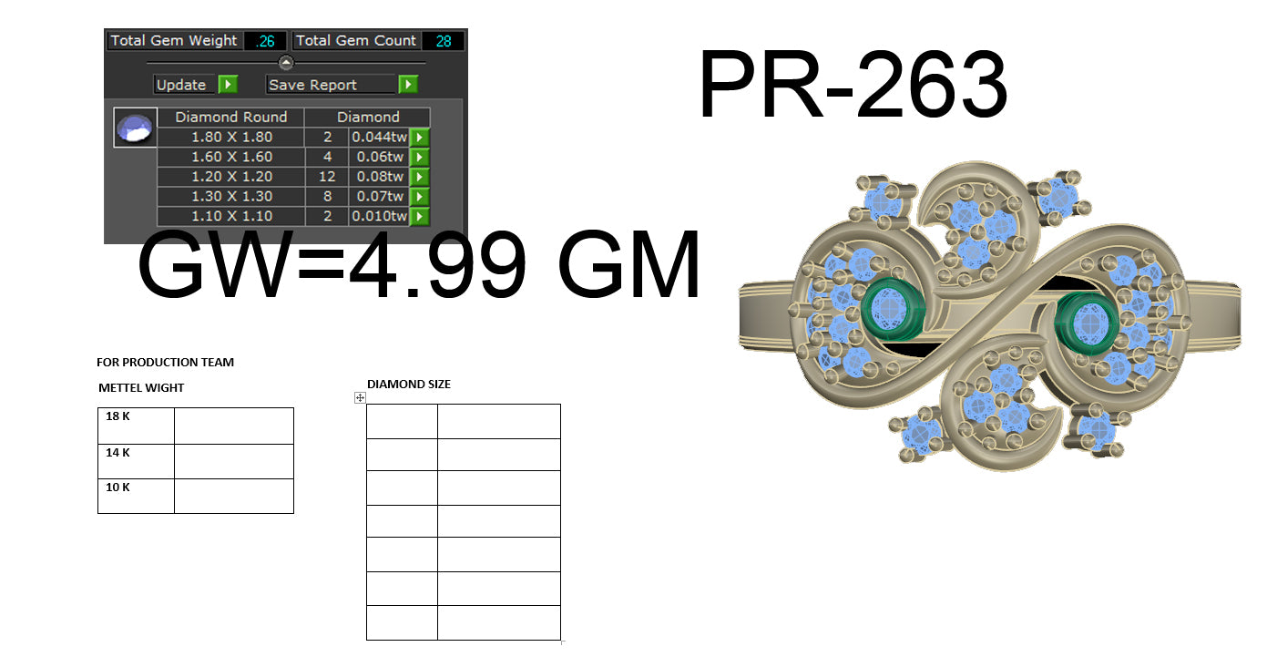 3D Jewelry Files Ring Model 3DM STL PR-263 DIA