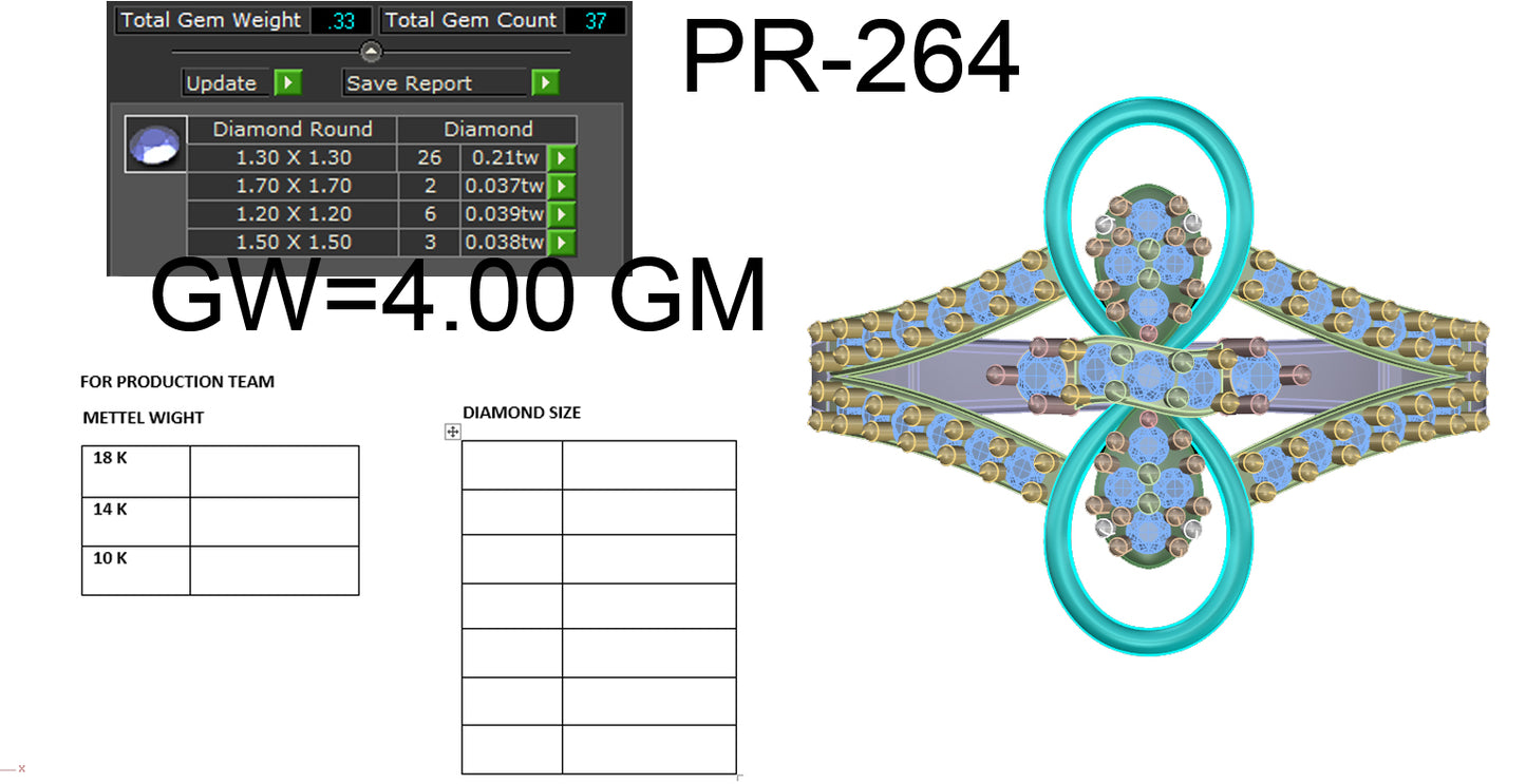 3D Jewelry Files Ring Model 3DM STL PR-264 DIA