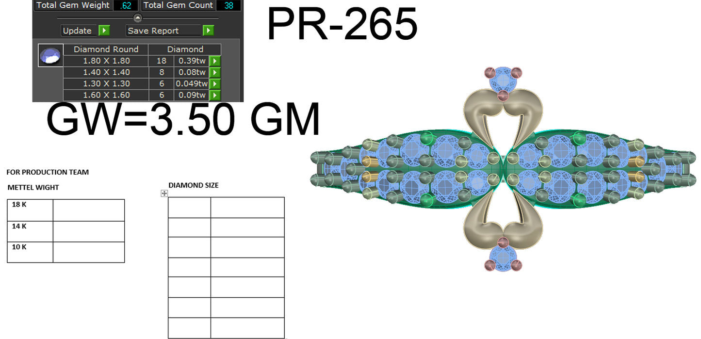 3D Jewelry Files Ring Model 3DM STL PR-265 DIA