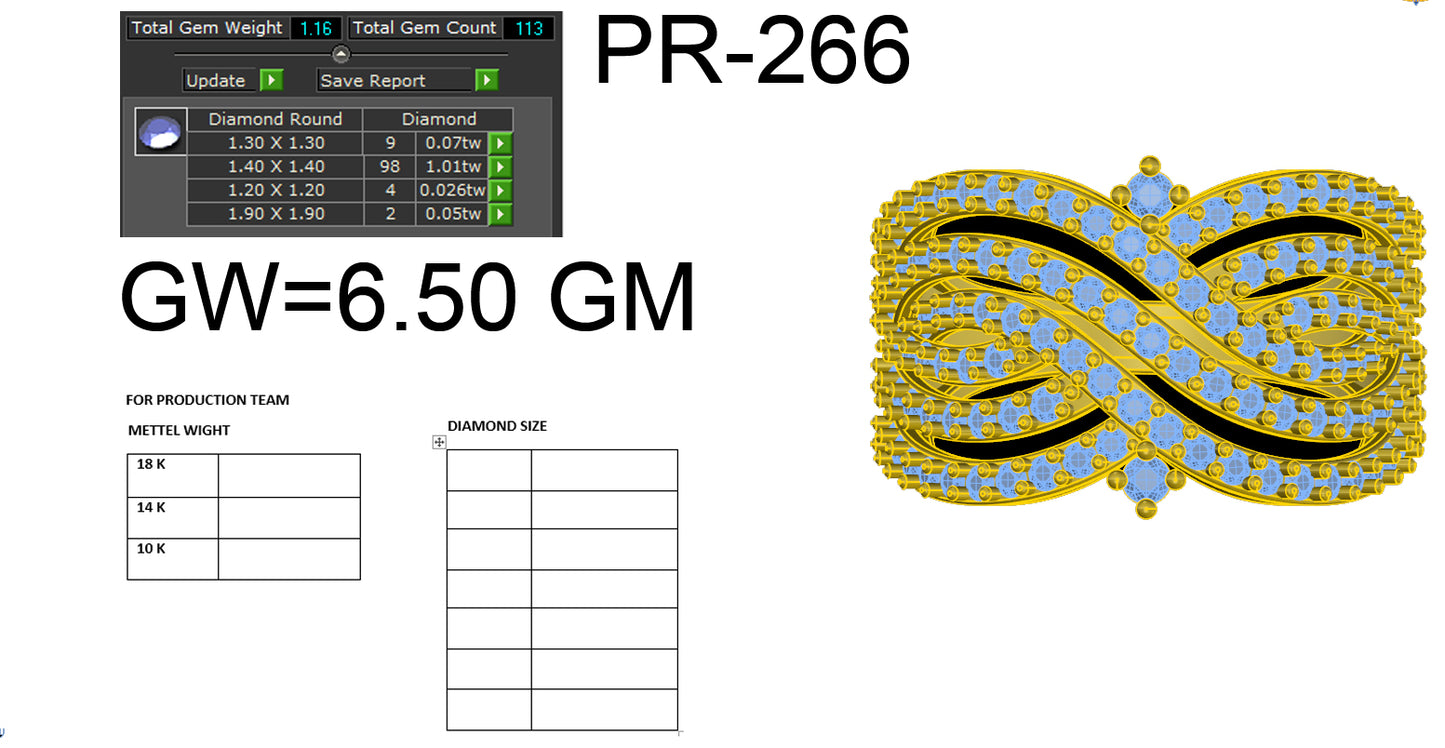 3D Jewelry Files Ring Model 3DM STL PR-266 DIA