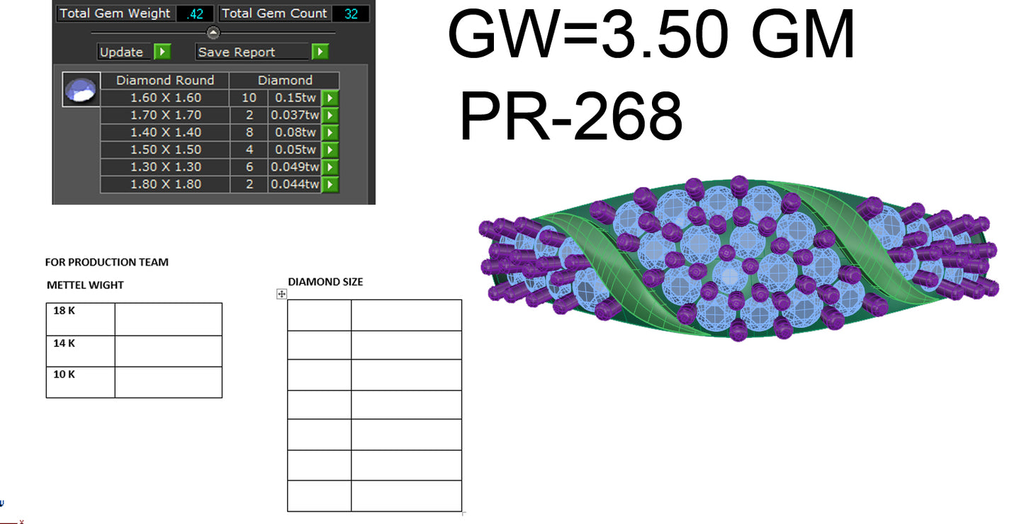 3D Jewelry Files Ring Model 3DM STL PR-268-DIA