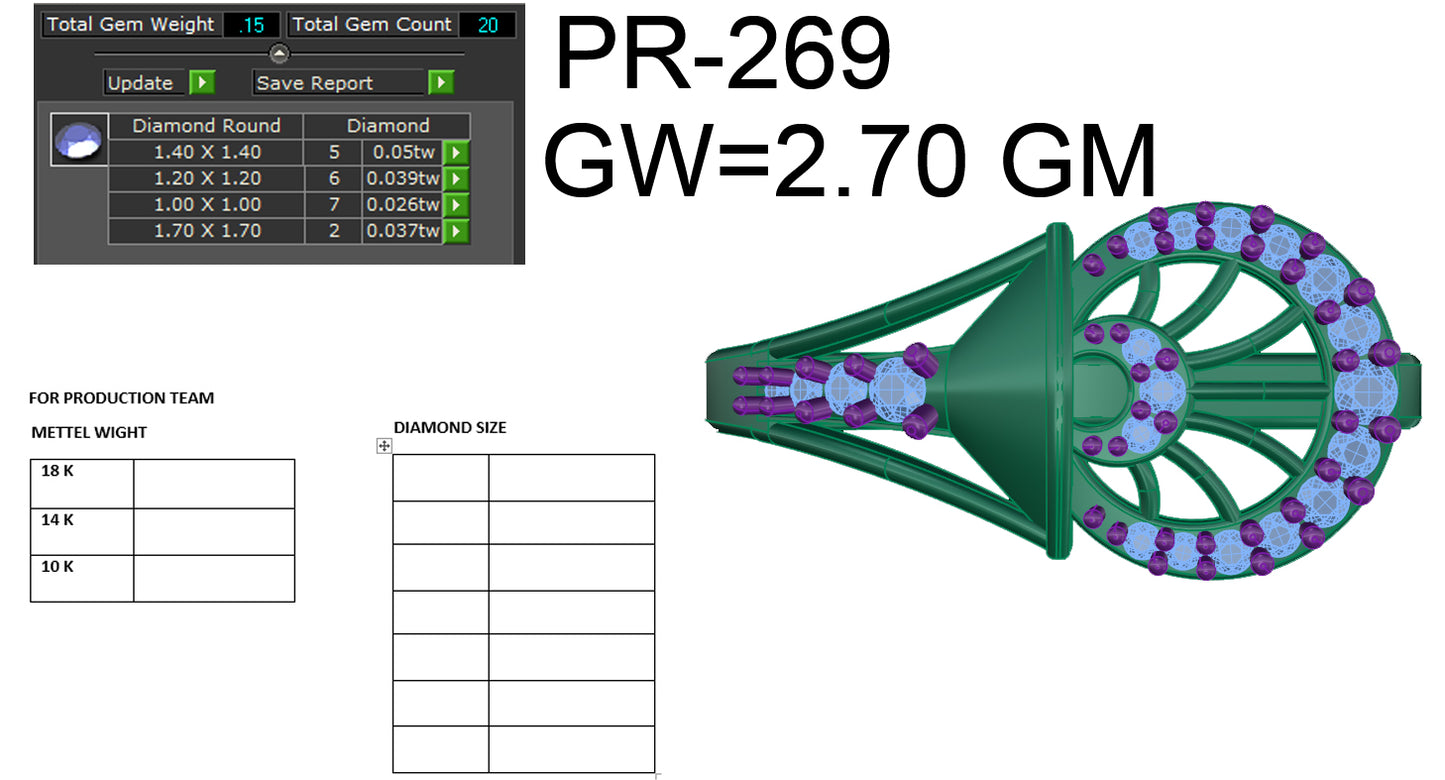 3D Jewelry Files Ring Model 3DM STL PR-269 DIA