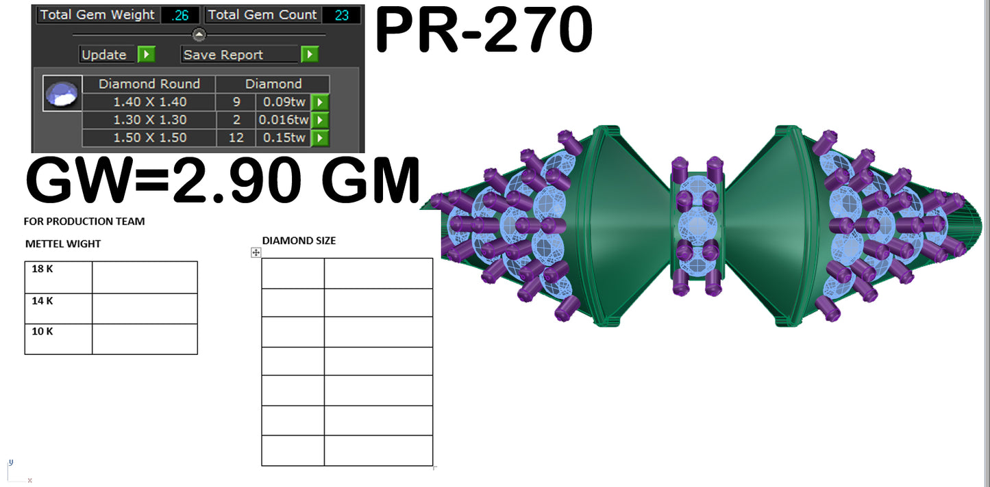 3D Jewelry Files Ring Model 3DM STL PR-270 DIA