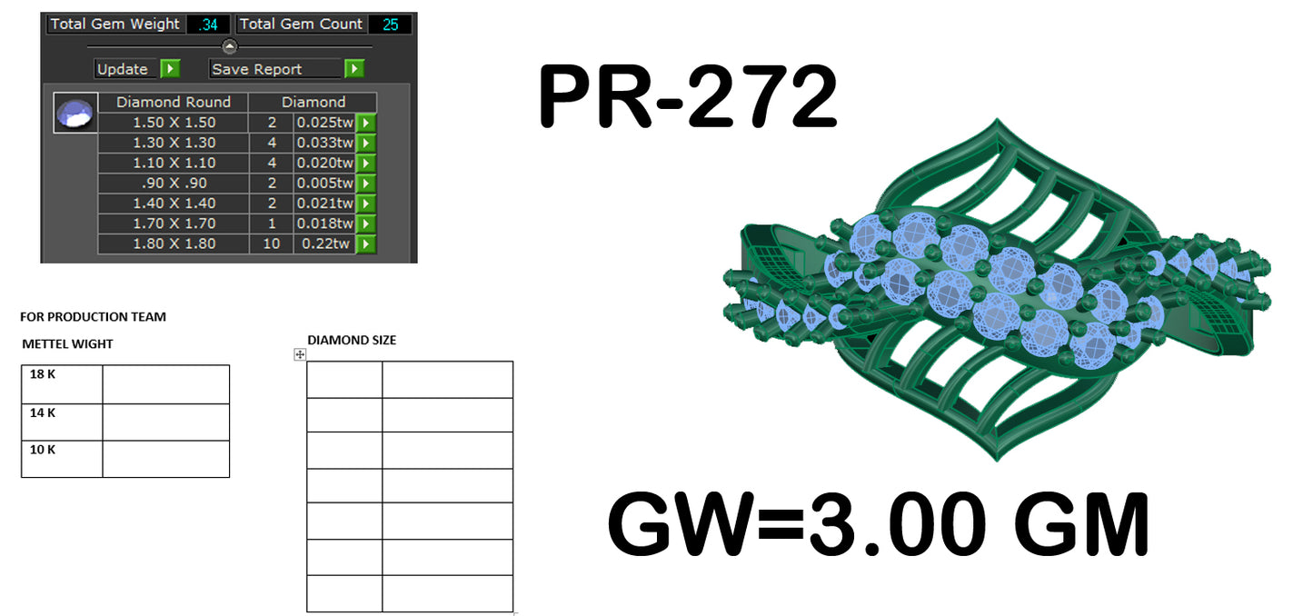 3D Jewelry Files Ring Model 3DM STL PR-272 DIA