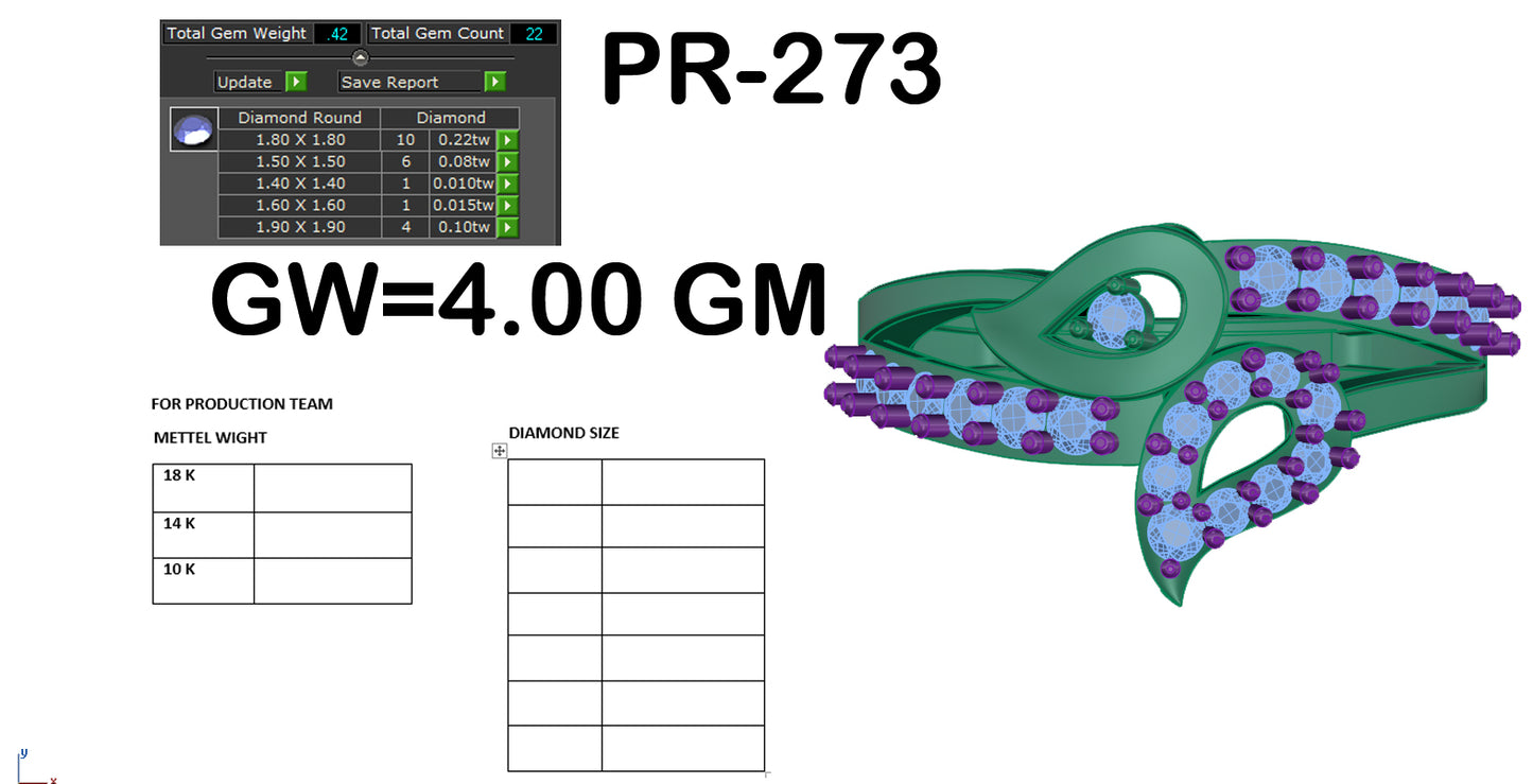 3D Jewelry Files Ring Model 3DM STL PR-273 DIA