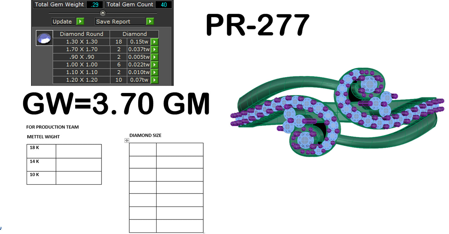 3D Jewelry Files Ring Model 3DM STL PR-277-DIA