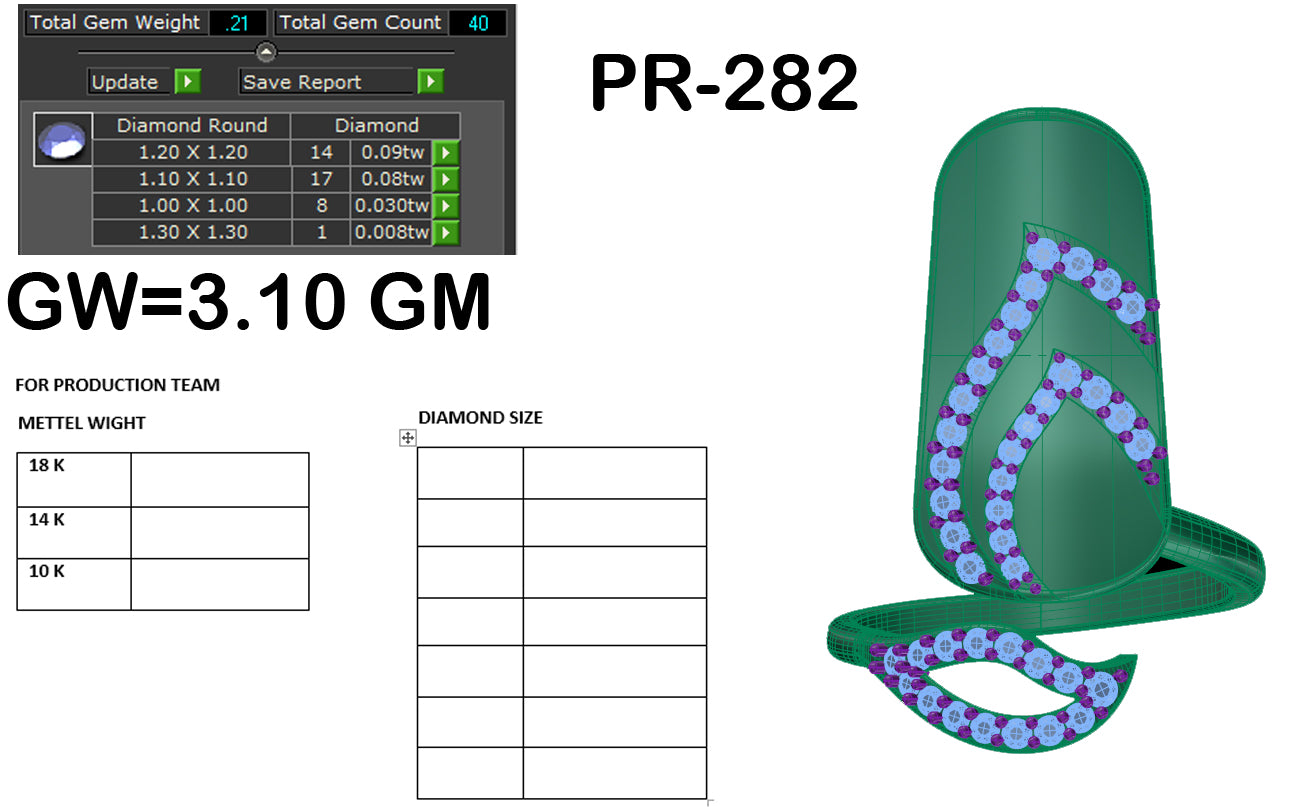 3D Jewelry Files Ring Model 3DM STL PR-282-DIA