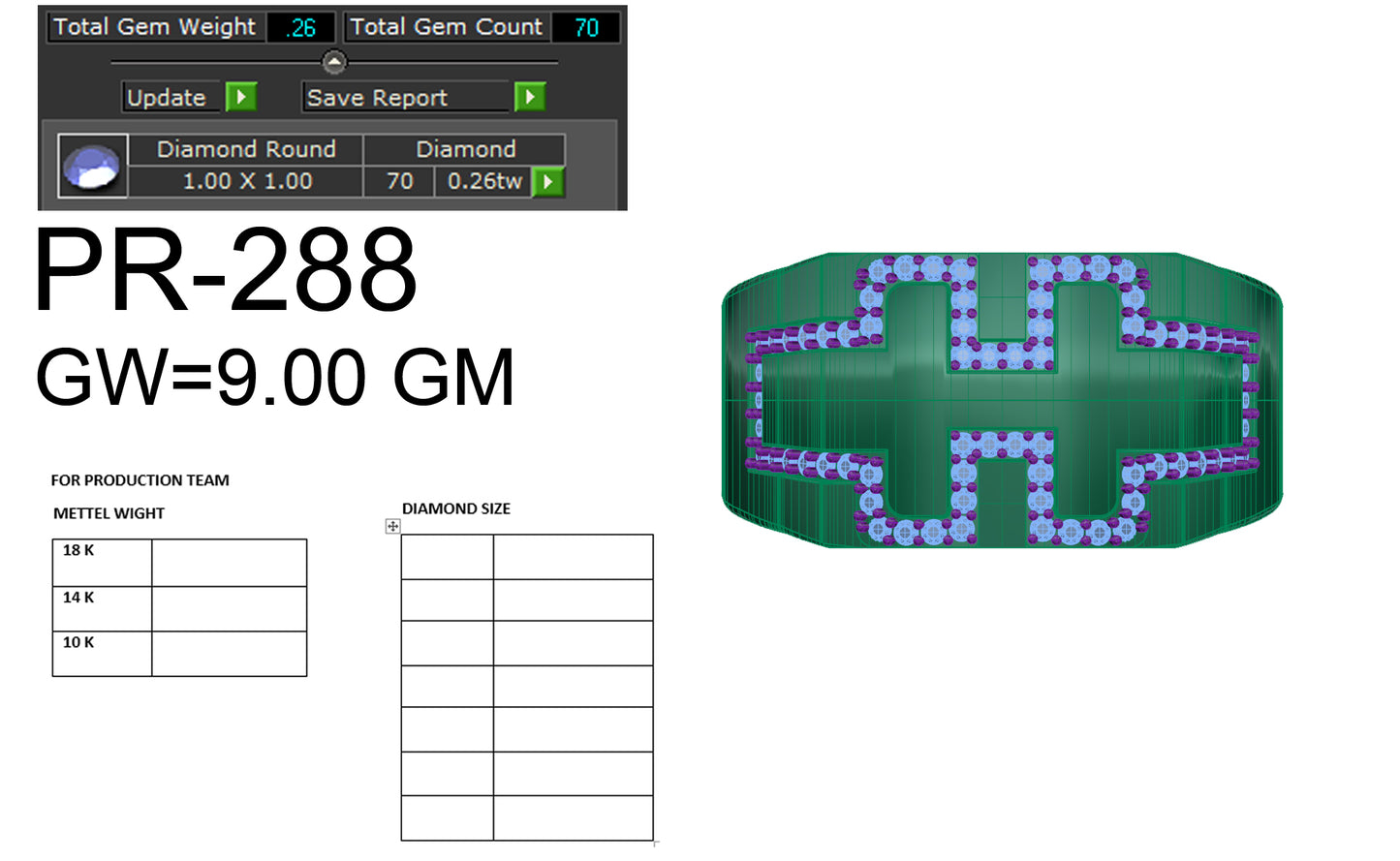 3D Jewelry Files Ring Model 3DM STL PR-288-DIA