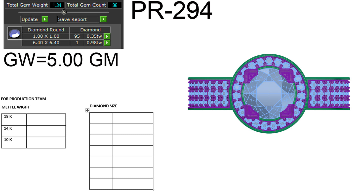 3D Jewelry Files Ring Model 3DM STL PR-294-DIA