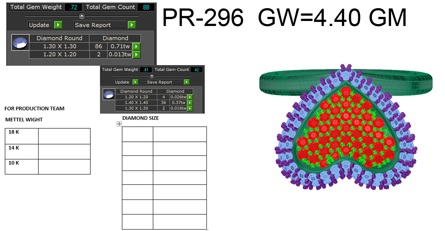 3D Jewelry Files Ring Model 3DM STL PR-296-DIA