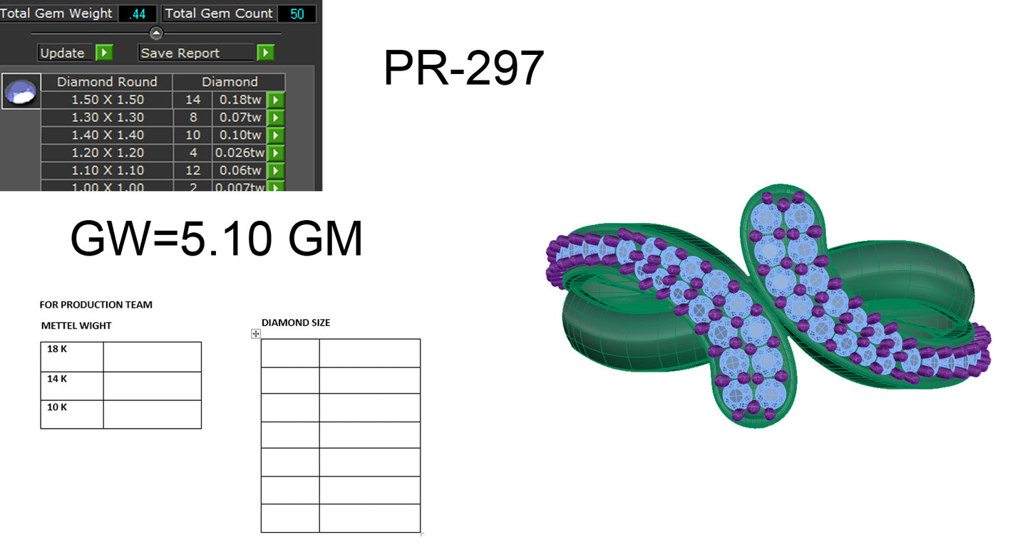 3D Jewelry Files Ring Model 3DM STL PR-297 DIA