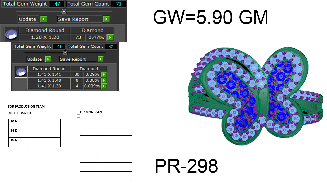 3D Jewelry Files Ring Model 3DM STL PR-298-DIA