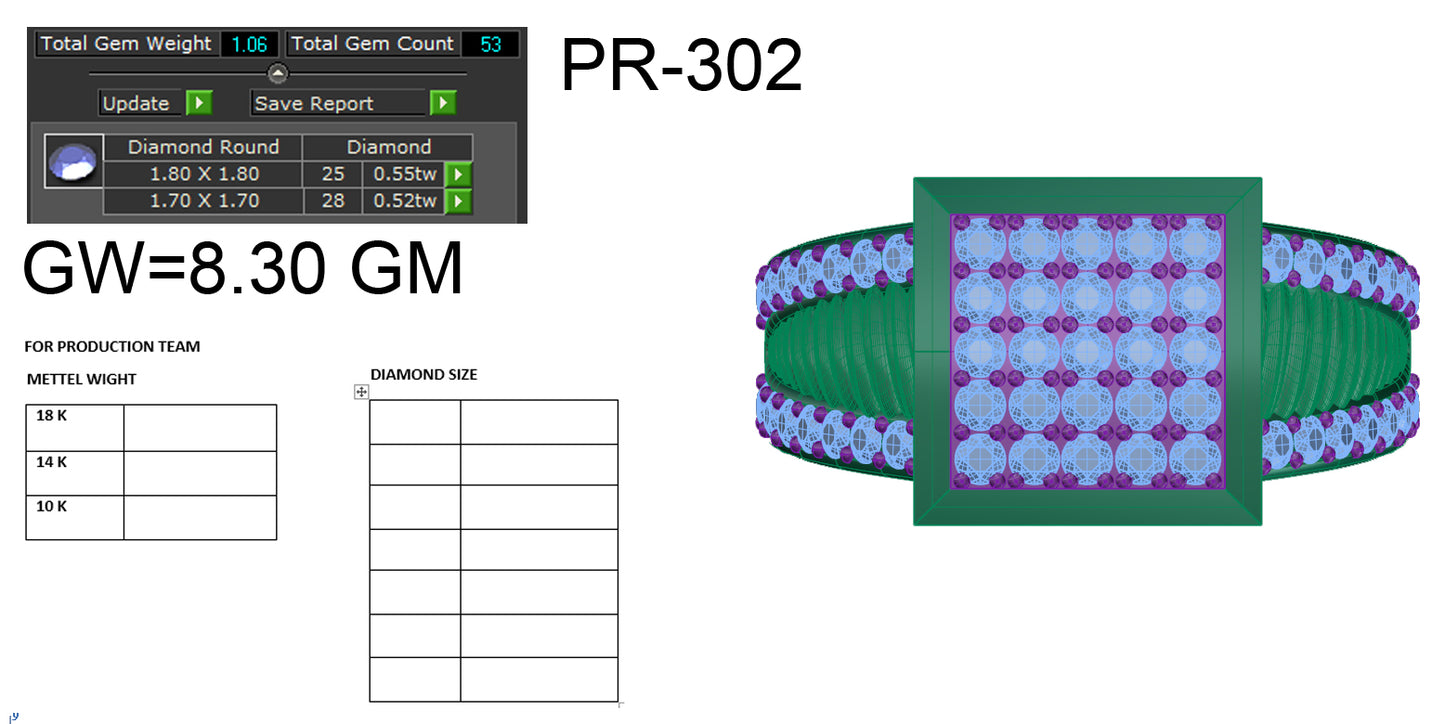 3D Jewelry Files Ring Model 3DM STL PR-302-DIA