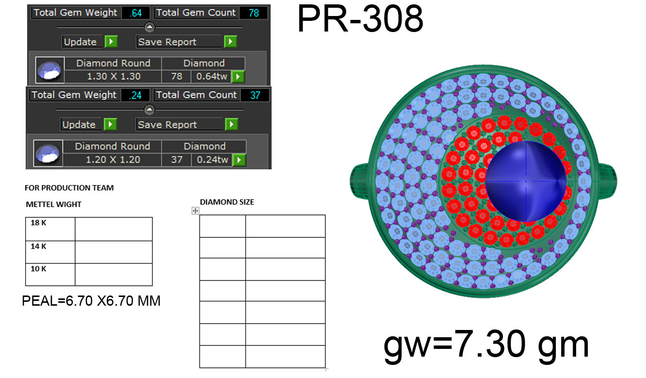 3D Jewelry Files Ring Model 3DM STL PR-308-DIA