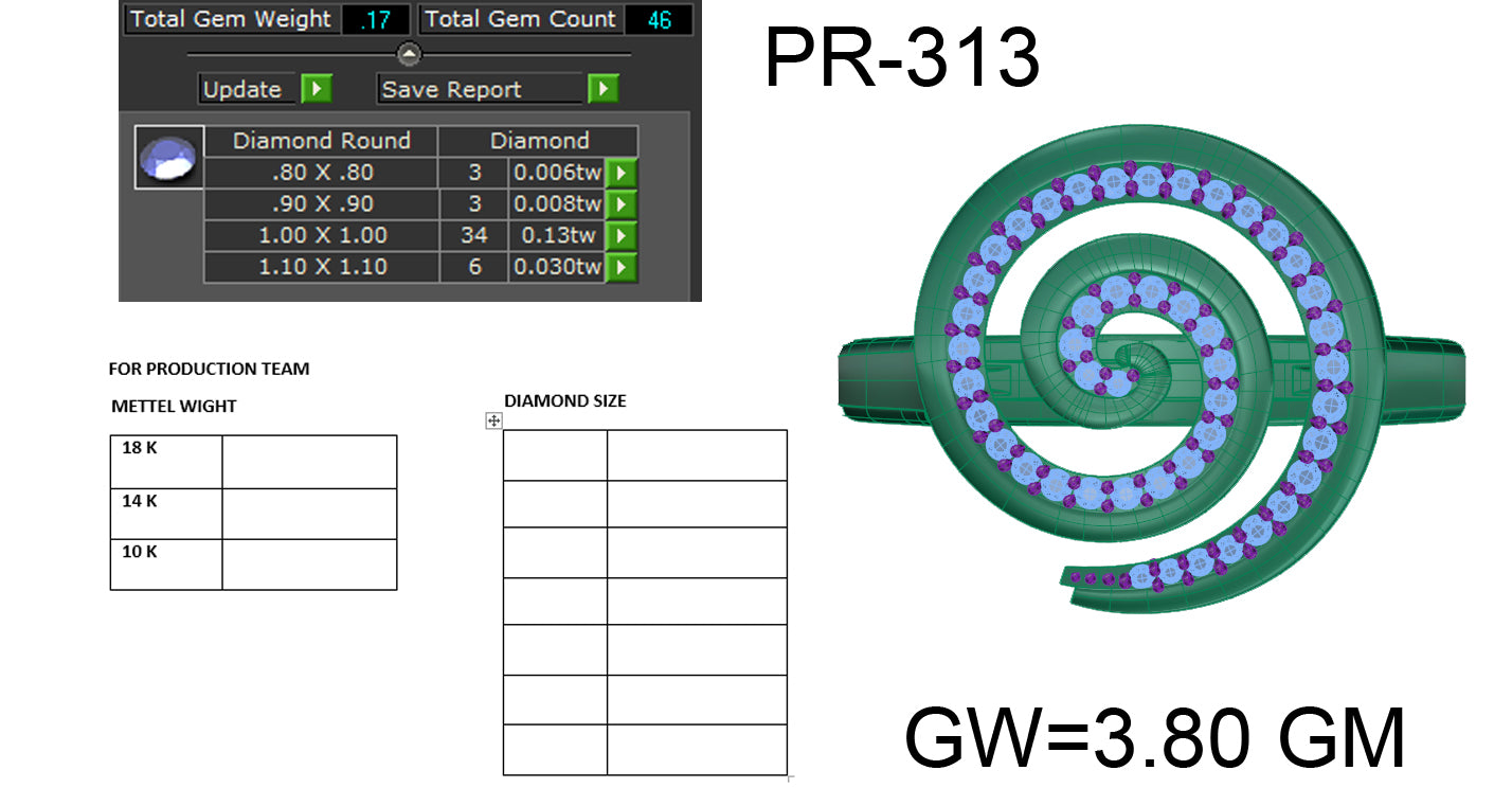 3D Jewelry Files Ring Model 3DM STL PR-313 DIA