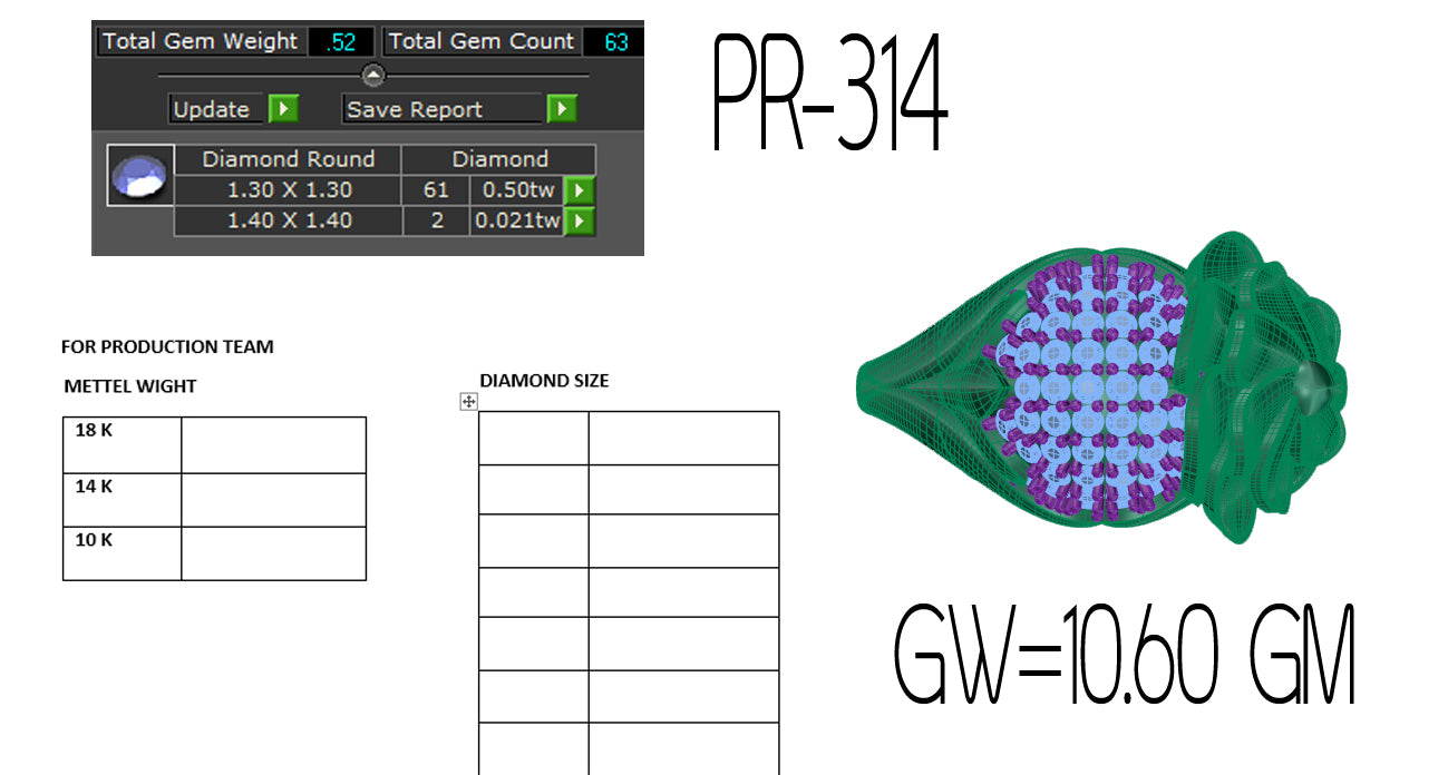 3D Jewelry Files Ring Model 3DM STL PR-314-DIA