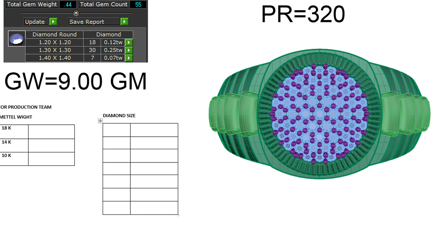 3D Jewelry Files Ring Model 3DM STL PR-320 DIA