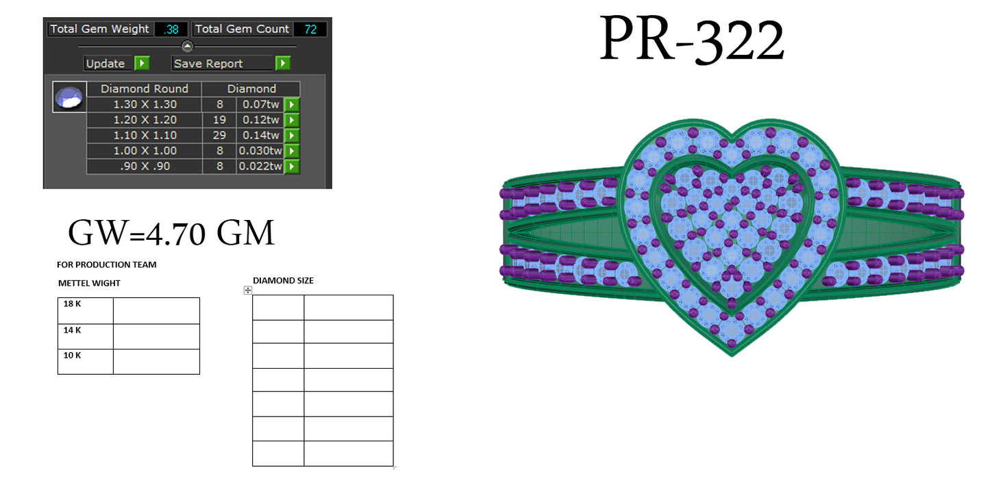 3D Jewelry Files Ring Model 3DM STL PR-322 DIA