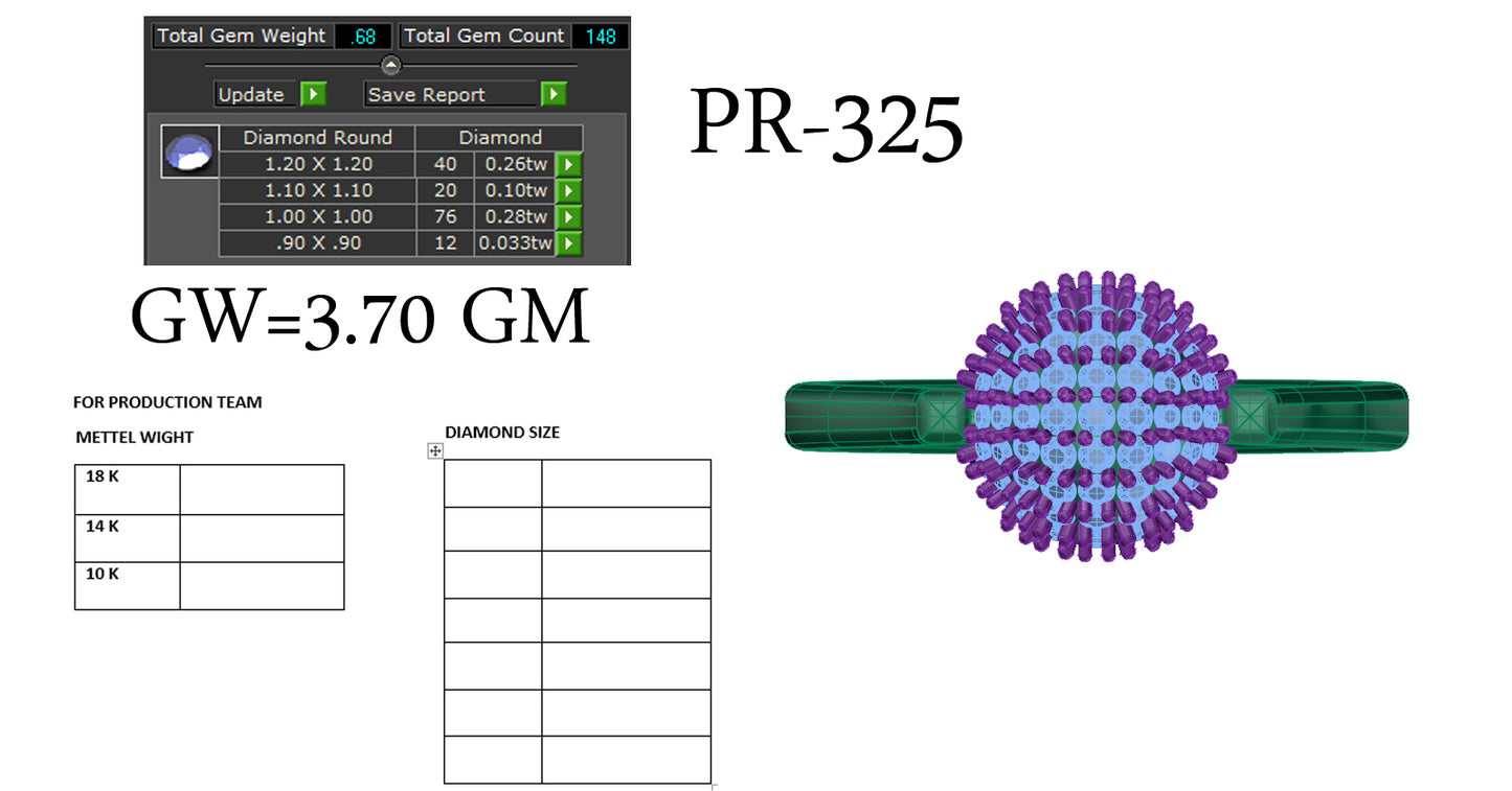 3D Jewelry Files Ring Model 3DM STL PR-325 DIA