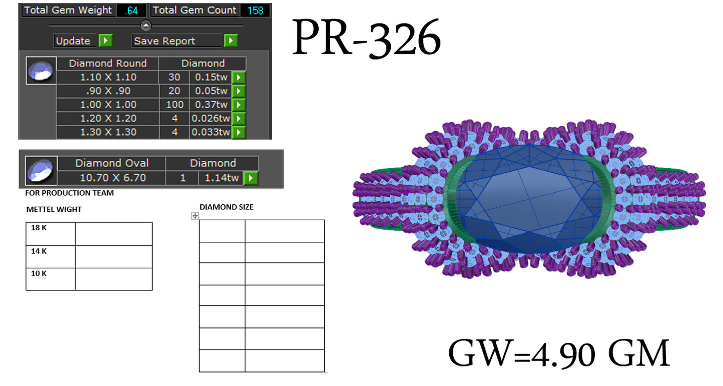 3D Jewelry Files Ring Model 3DM STL PR-326 DIA