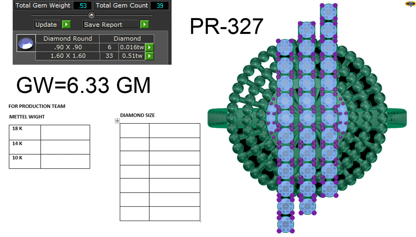 3D Jewelry Files Ring Model 3DM STL PR-327-DIA