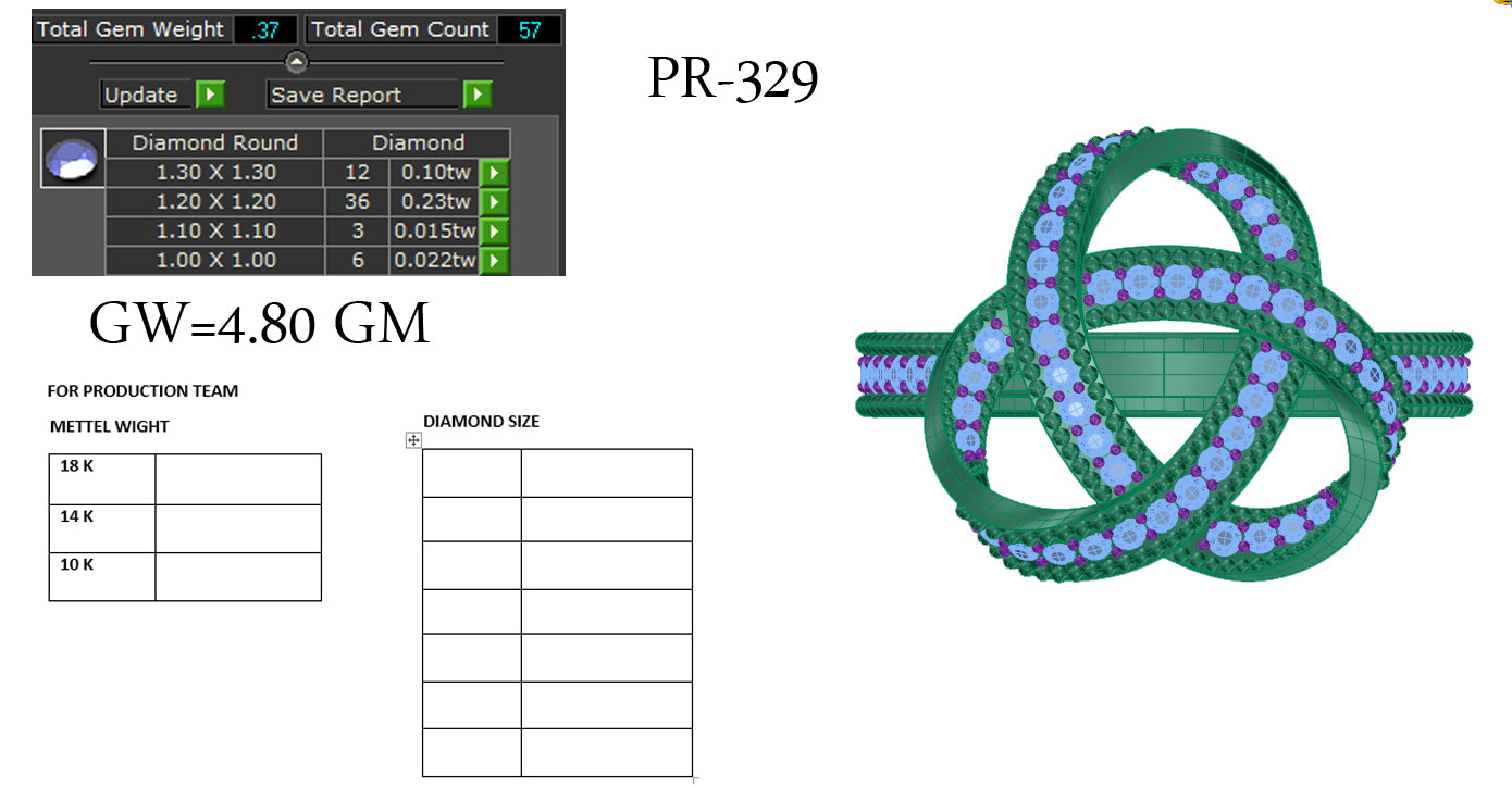 3D Jewelry Files Ring Model 3DM STL PR-329-DIA